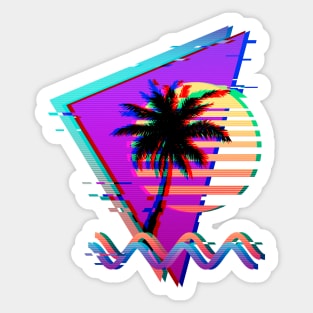 Vaporwave Palm Sunset 80s 90s Retro Glitch Aesthetic Sticker